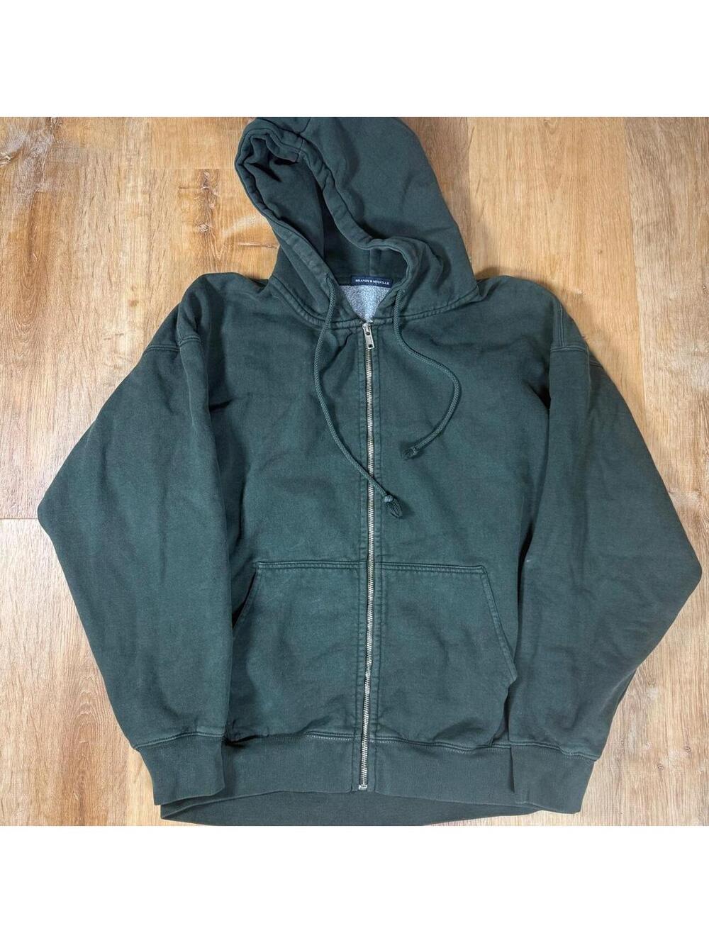 Brandy Melville Zip-Up Hoodie – Green (One Size)